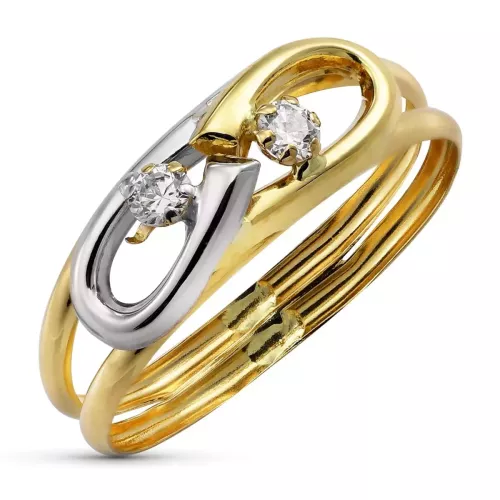 18K SORTIJA ORO BICOLOR DOBLE CUERPO CON CIRCONITAS. ANCHO: 6 MM 0