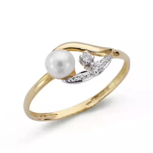 18K SORTIJA ORO BICOLOR CON CIRCONITAS Y PERLA 4