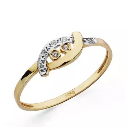 18K SORTIJA ORO BICOLOR MOTIVO CRUZADO CON CIRCONITAS. ANCHO: 5