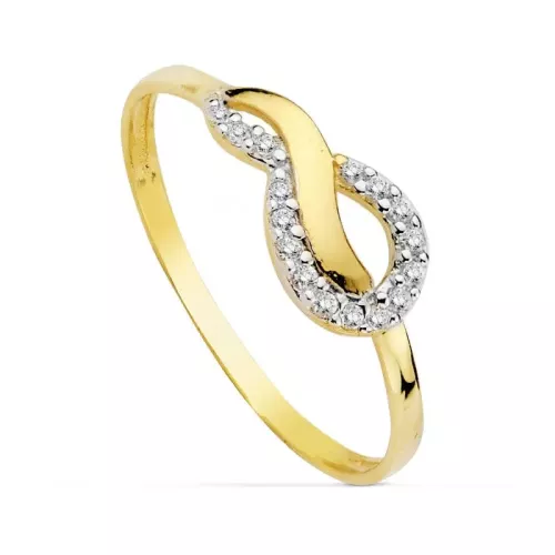 18K SORTIJA ORO BICOLOR LAZO CON CIRCONITAS. ANCHO: 6 MM 1