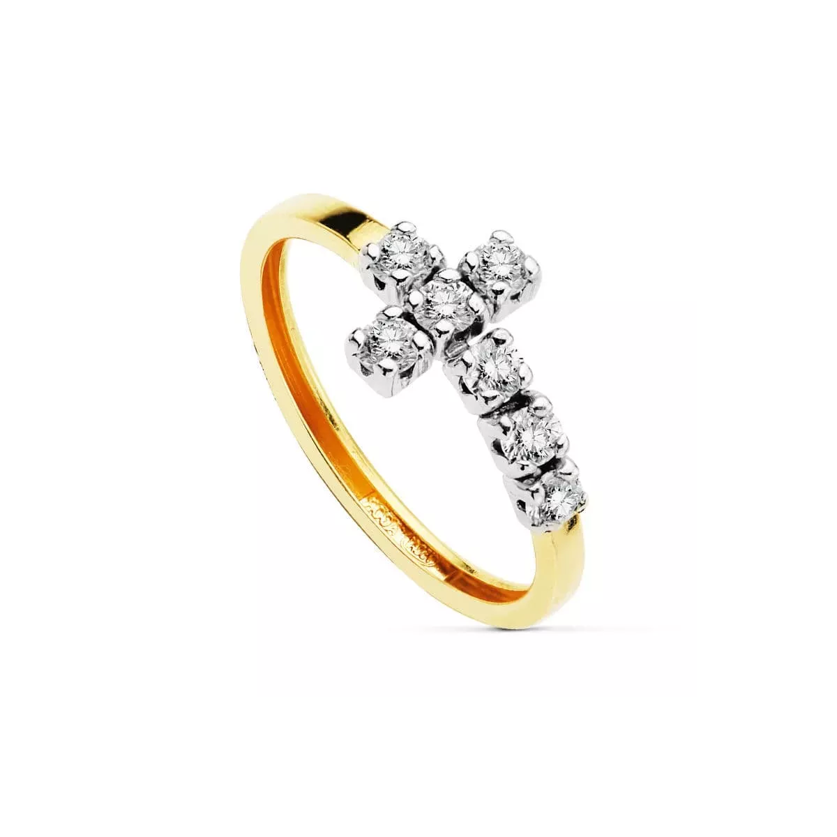 18K SORTIJA ORO BICOLOR CRUZ 7 CIRCONITAS 1