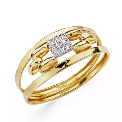 18K SORTIJA ORO BICOLOR DOS CUERPOS CON CIRCONITAS. ANCHO: 8 MM 1