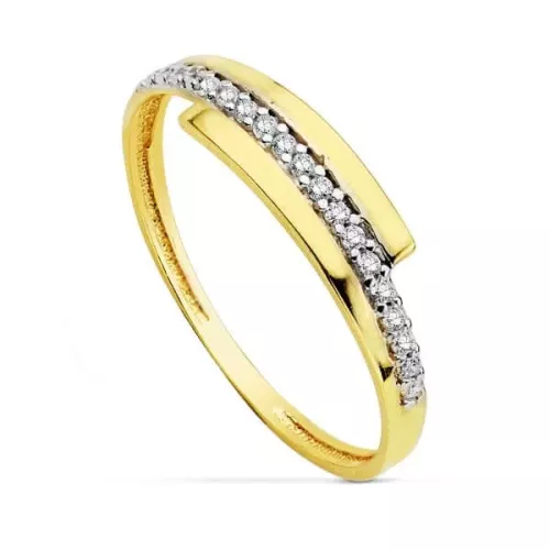 18K SORTIJA ORO BICOLOR CON CIRCONITAS. ANCHO: 4 MM 1