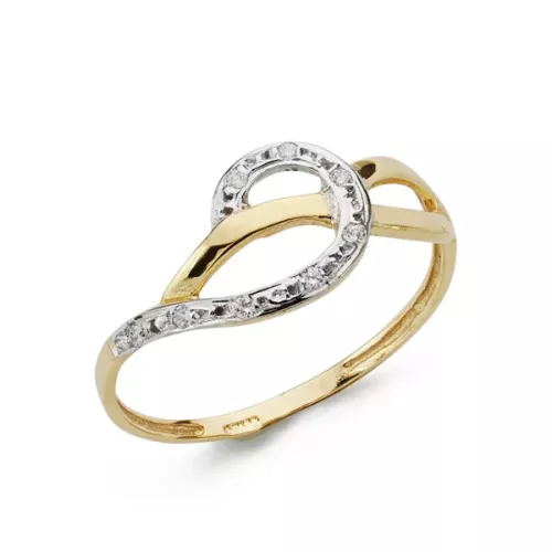 18K SORTIJA ORO BICOLOR OLA CON CIRCONITAS. ANCHO: 8