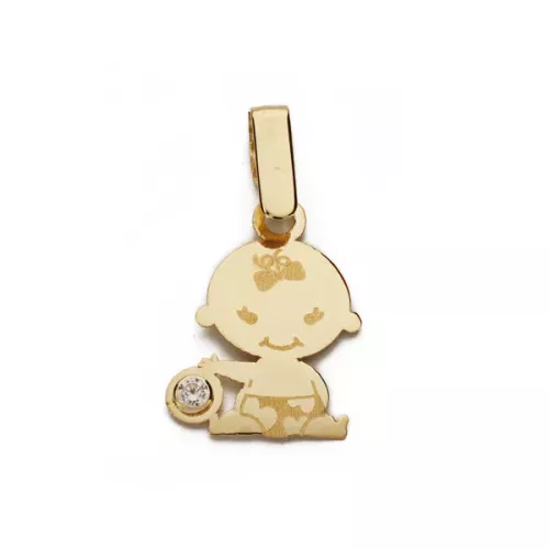 9K COLGANTE ORO AMARILLO NIÑA LASER CIRCONITA 15X11 MM 0