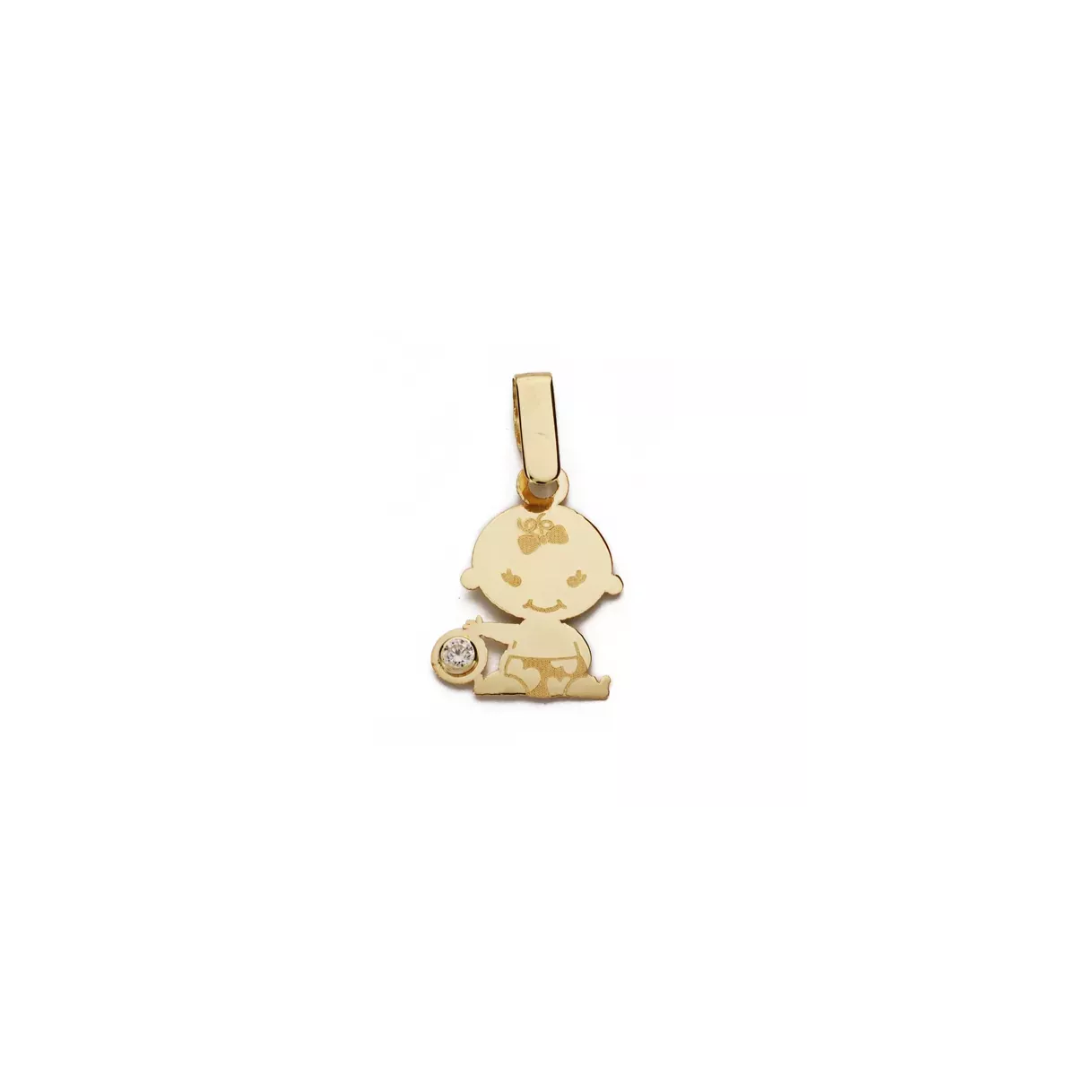 9K COLGANTE ORO AMARILLO NIÑA LASER CIRCONITA 15X11 MM 0