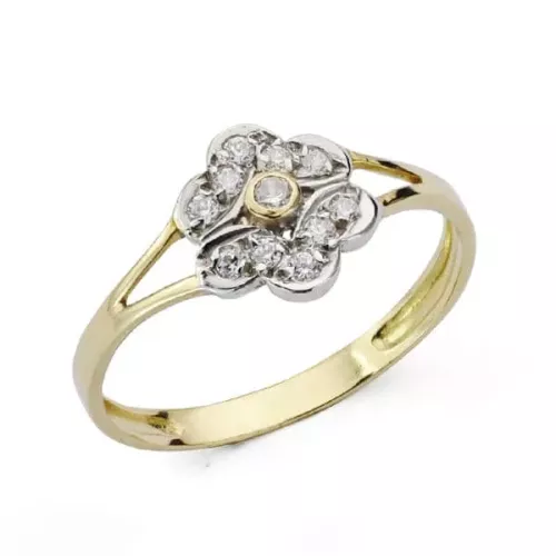 18K SORTIJA ORO BICOLOR FLOR CON CIRCONITAS. ANCHO: 8 MM 1