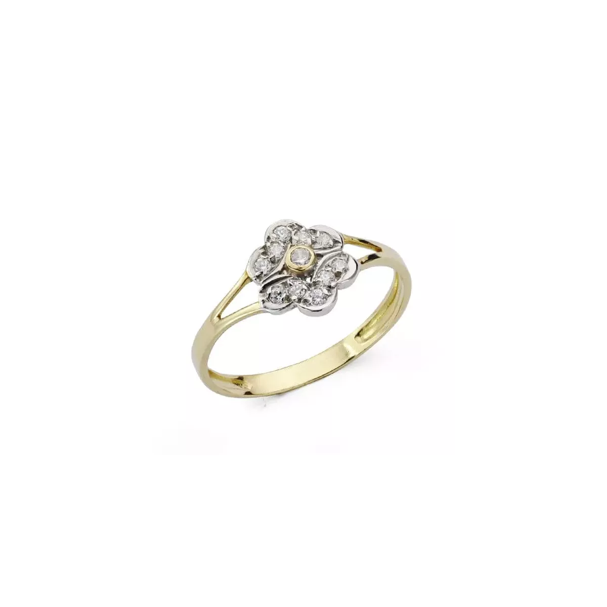 18K SORTIJA ORO BICOLOR FLOR CON CIRCONITAS. ANCHO: 8 MM 1