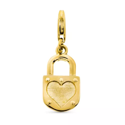 9K COLGANTE ORO AMARILLO CANDADO CON MOSQUETON 15X8 MM 1