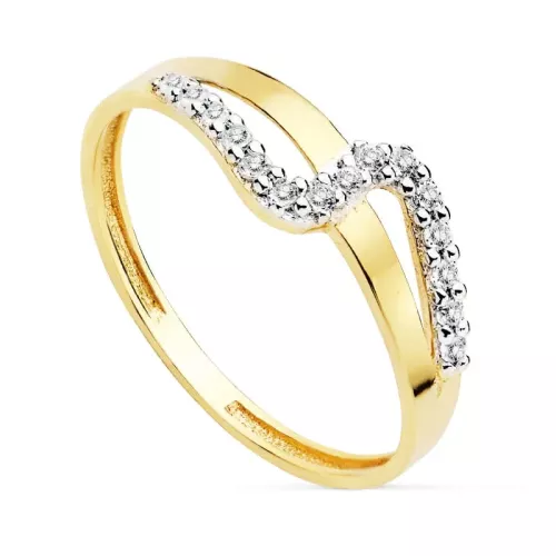 18K SORTIJA ORO BICOLOR CIRCONITAS. ANCHO: 6