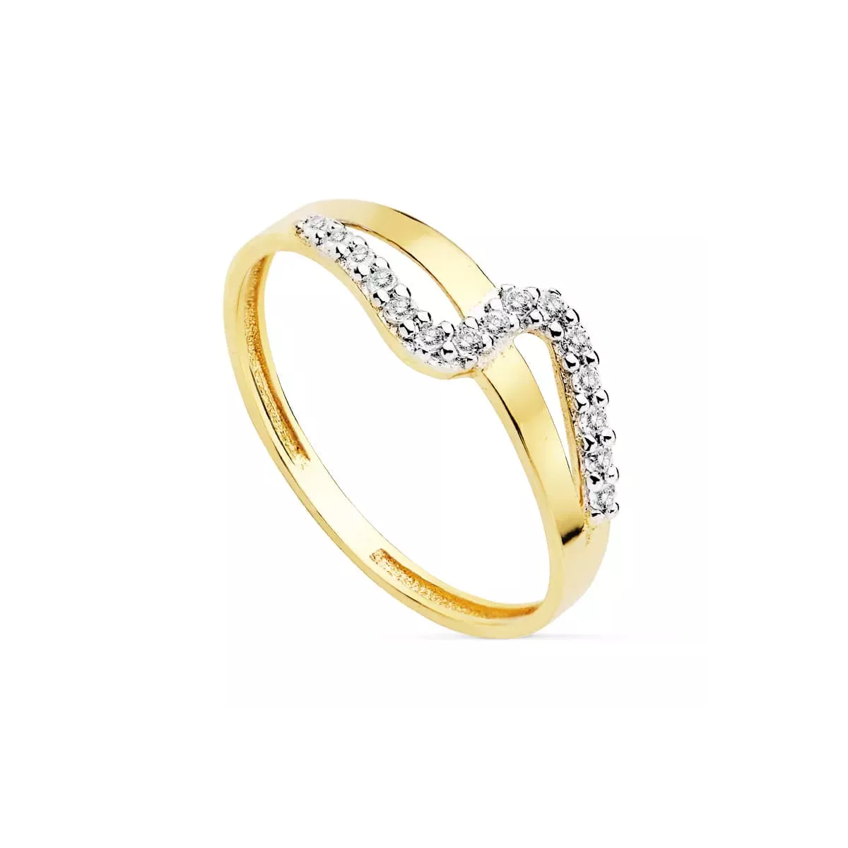 18K SORTIJA ORO BICOLOR CIRCONITAS. ANCHO: 6