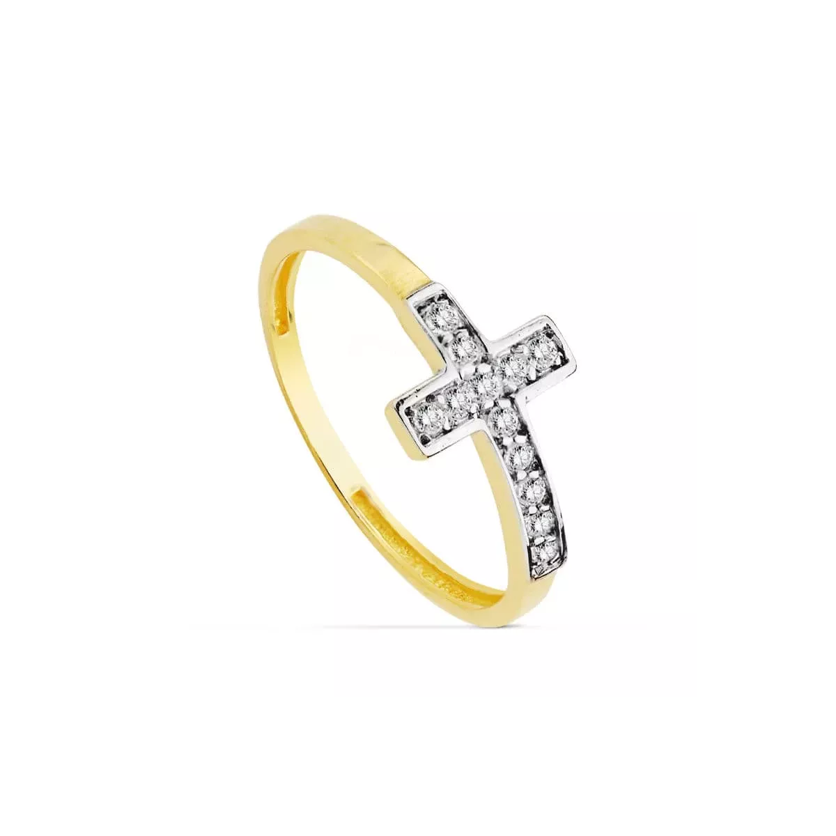 18K SORTIJA ORO BICOLOR CRUZ CON CIRCONITAS. ANCHO: 8 MM 1