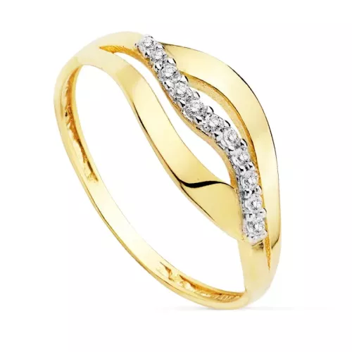 18K SORTIJA ORO BICOLOR CIRCONITAS. ANCHO: 8 MM 1