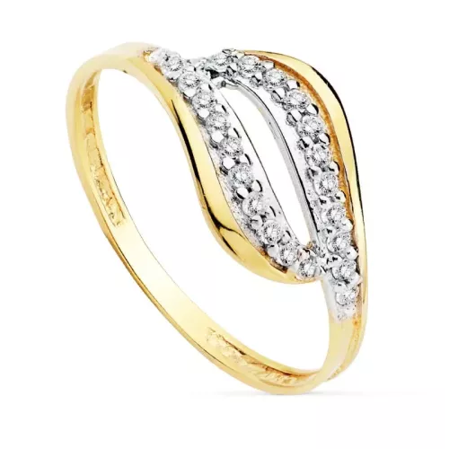 18K SORTIJA ORO BICOLOR CIRCONITAS. ANCHO: 9 MM 1