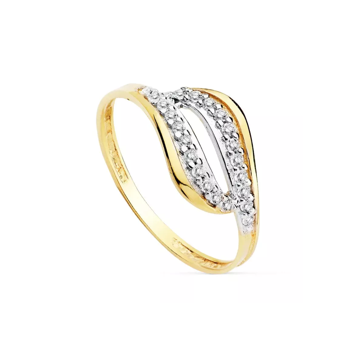 18K SORTIJA ORO BICOLOR CIRCONITAS. ANCHO: 9 MM 1