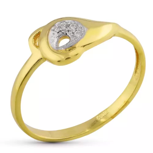 18K SORTIJA ORO BICOLOR CON MOTIVO Y CIRCONITAS. ANCHO: 7