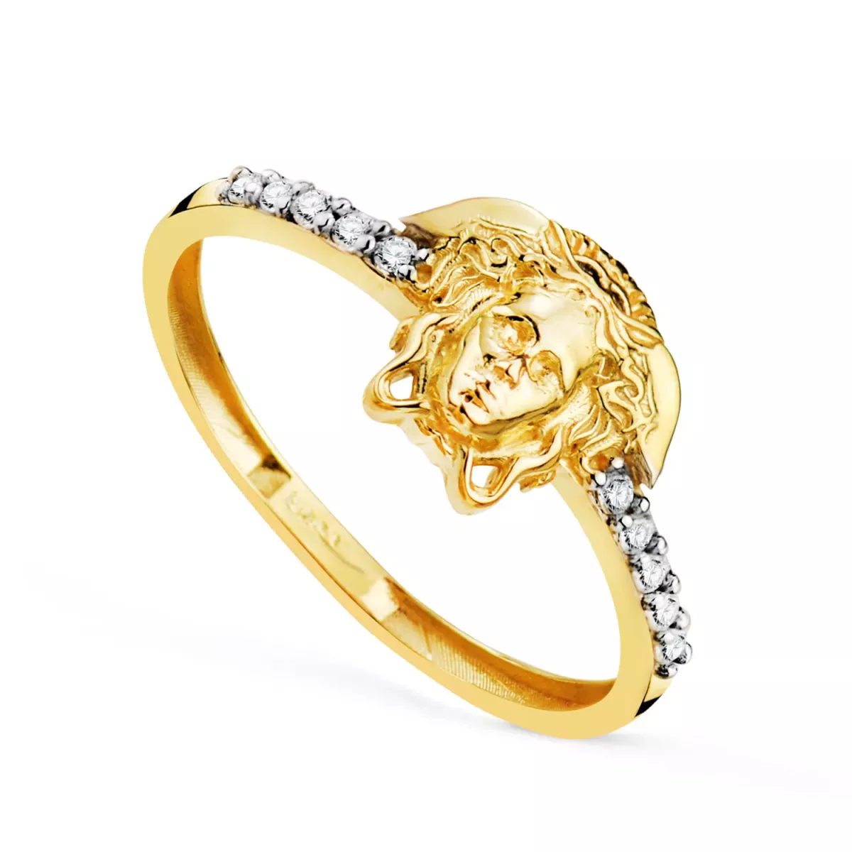 18K SORTIJA ORO BICOLOR CON MEDUSA Y CIRCONITAS. MEDIDA: 10 X 8 MM 1