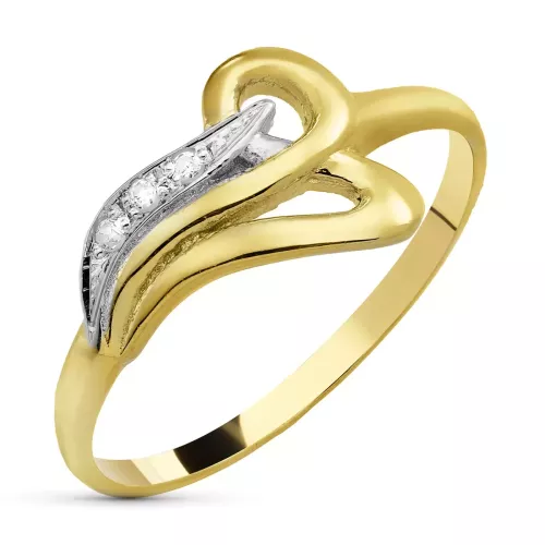 18K SORTIJA ORO BICOLOR MOTIVO CON CIRCONITAS. ANCHO: 9