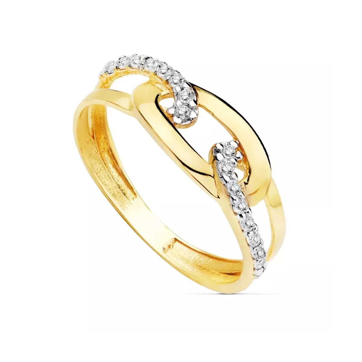 18K SORTIJA ORO BICOLOR CADENA CON CIRCONITAS. ANCHO: 6 MM 1