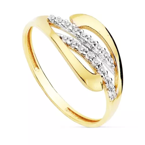 18K SORTIJA ORO BICOLOR CON CIRCONITAS. ANCHO: 9 MM 1