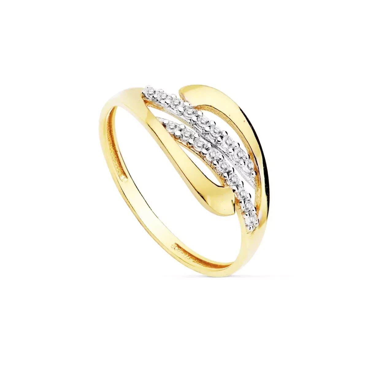 18K SORTIJA ORO BICOLOR CON CIRCONITAS. ANCHO: 9 MM 1