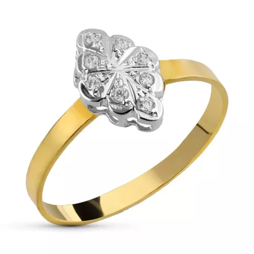 18K SORTIJA ORO BICOLOR CON CIRCONITAS. ANCHO: 11