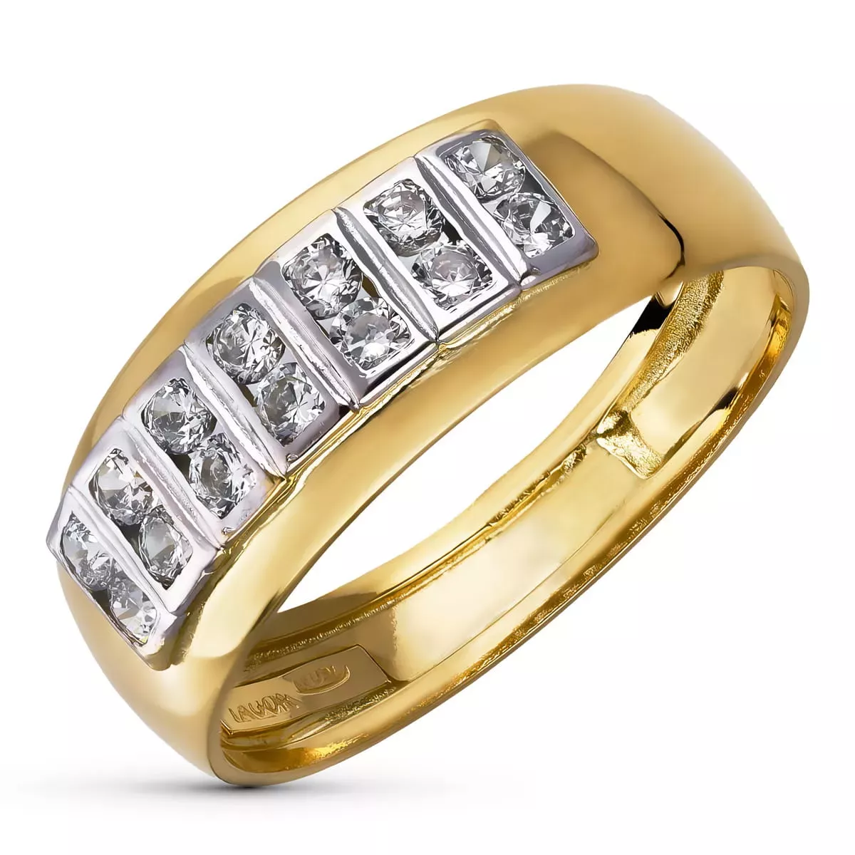 18K SORTIJA ORO BICOLOR BRILLO CON CIRCONITAS. ANCHO: 7 MM 1