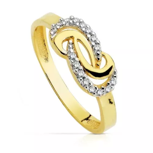 18K SORTIJA ORO BICOLOR CON MOTIVO Y CIRCONITAS. 13 X 6.5 MM 2