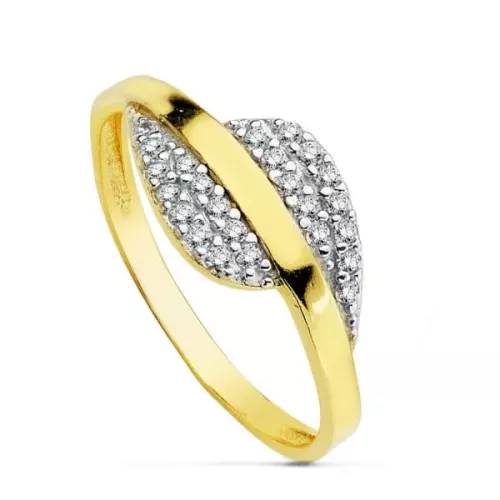 18K SORTIJA ORO BICOLOR CON CIRCONITAS. ANCHO: 8