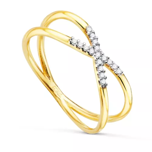 18K SORTIJA ORO BICOLOR CRUZADA CIRCONITAS. ANCHO CUERPO: 6 MM 2