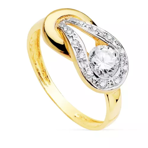 18K SORTIJA ORO BICOLOR DISEÑO NUDO CON CIRCONITAS 2