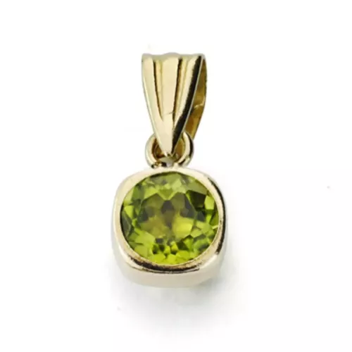 9K COLGANTE ORO AMARILLO CUADRADO OLIVINA NATURAL 0