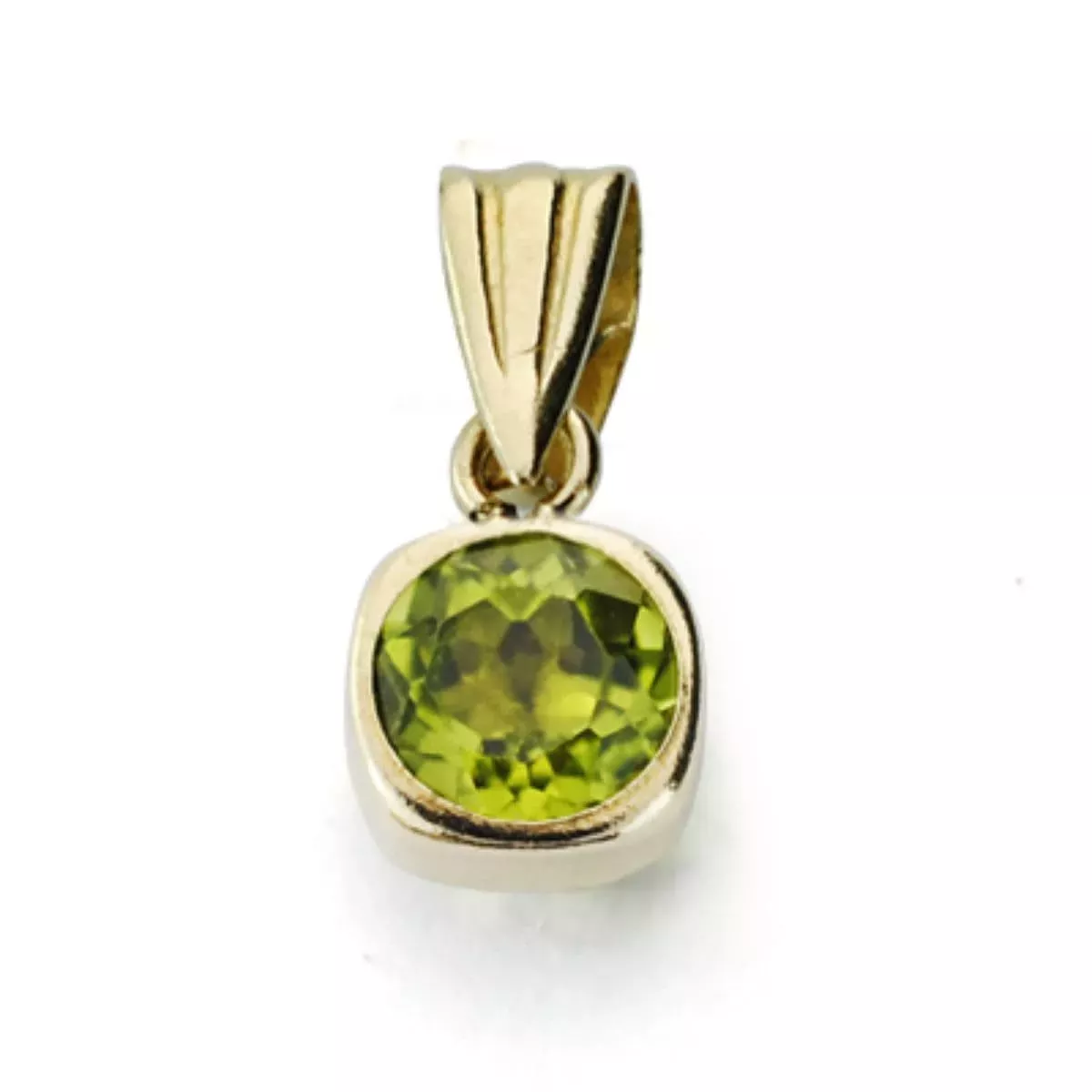 9K COLGANTE ORO AMARILLO CUADRADO OLIVINA NATURAL 0