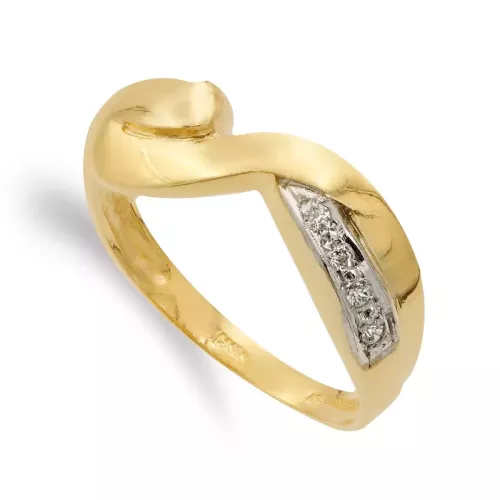 18K SORTIJA ORO BICOLOR BANDAS CON CIRCONITAS. ANCHO: 6 MM 2