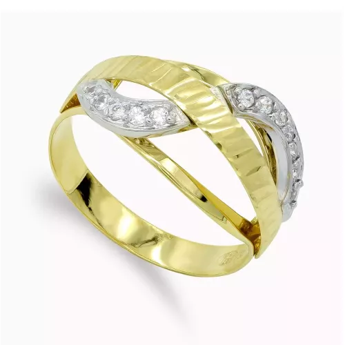 18K SORTIJA ORO BICOLOR MACIZO CON CIRCONITAS. ANCHO: 11