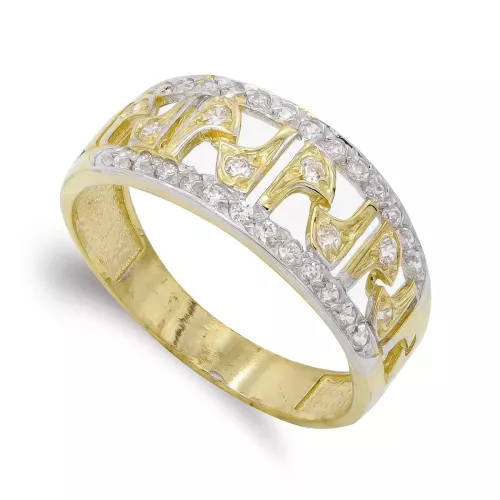 18K SORTIJA ORO BICOLOR CON CIRCONITAS. ANCHO: 8