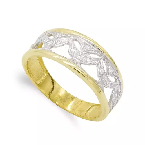 18K SORTIJA ORO BICOLOR CON CIRCONITAS. ANCHO: 8 MM 3