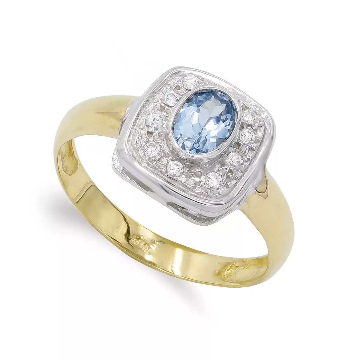 18K SORTIJA ORO BICOLOR AGUAMARINA Y CIRCONITAS. ANCHO: 11X11 MM 3