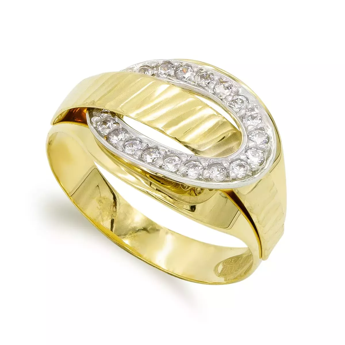 18K SORTIJA ORO BICOLOR MACIZO CON CIRCONITAS. ANCHO: 13 MM 4