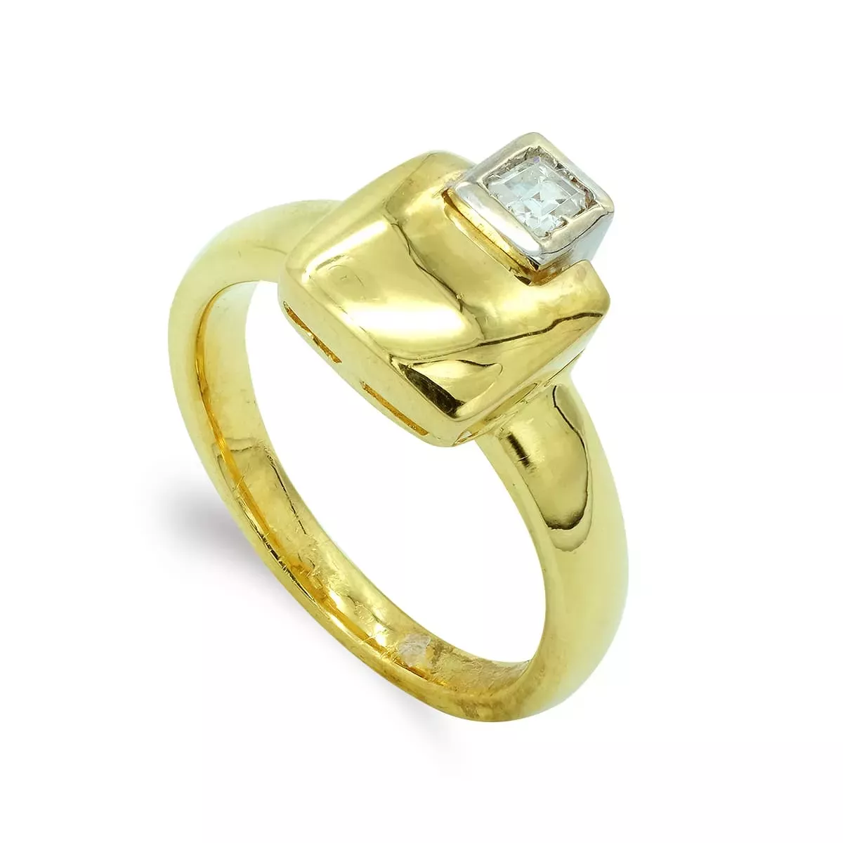 18K SORTIJA ORO BICOLOR CUADRADA CON CIRCONITAS. ANCHO: 11