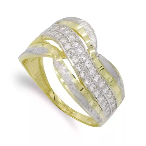 18K SORTIJA ORO BICOLOR MACIZO CON CIRCONITAS. ANCHO: 14 MM 4