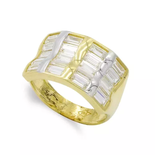 18K SORTIJA ORO BICOLOR BARRITAS Y CIRCONITAS. ANCHO: 12 MM 5