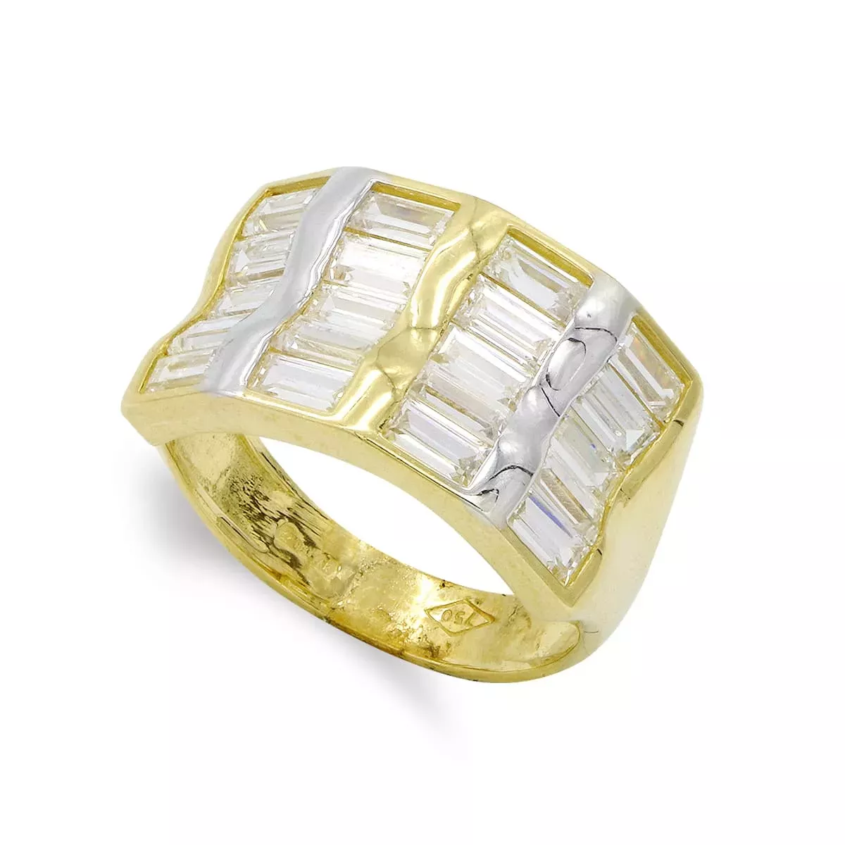 18K SORTIJA ORO BICOLOR BARRITAS Y CIRCONITAS. ANCHO: 12 MM 5