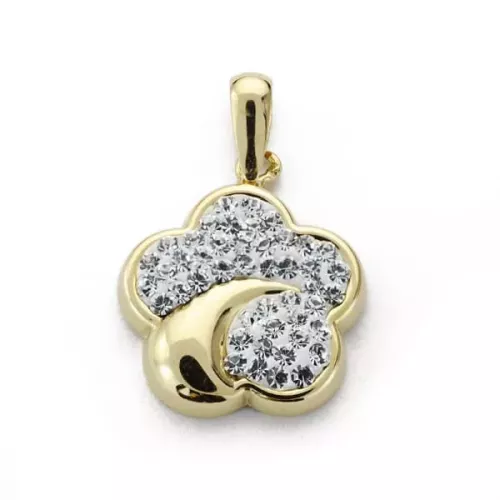9K COLGANTE ORO AMARILLO FLOR CIRCONITA 15X13 MM 0