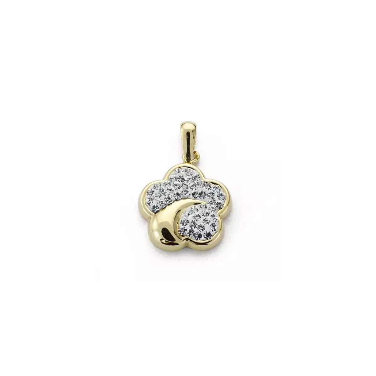 9K COLGANTE ORO AMARILLO FLOR CIRCONITA 15X13 MM 0