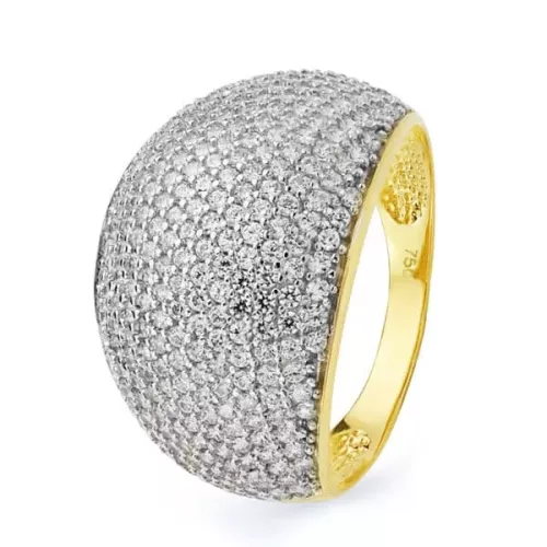 18K SORTIJA ORO BICOLOR CON CIRCONITAS. ANCHO: 14