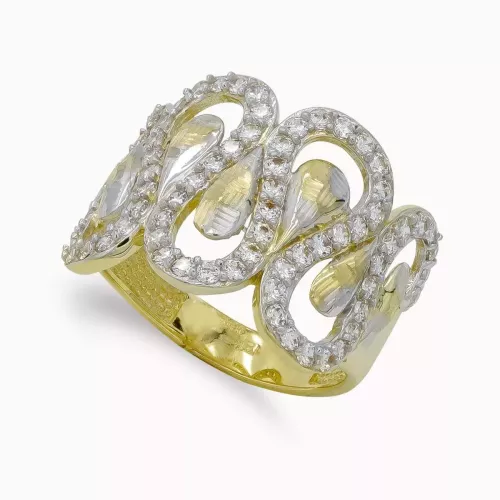 18K SORTIJA ORO BICOLOR MACIZO CON CIRCONITAS. ANCHO: 16 MM 5