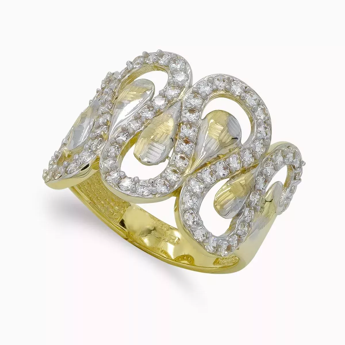 18K SORTIJA ORO BICOLOR MACIZO CON CIRCONITAS. ANCHO: 16 MM 5