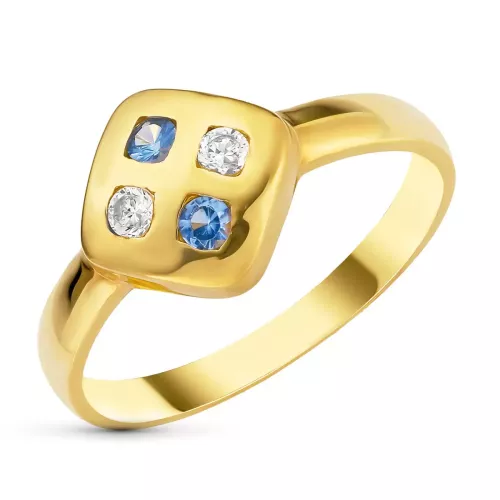 18K SORTIJA ORO AMARIILO ROMBO CON CIRCONITAS. ANCHO: 10 MM 1