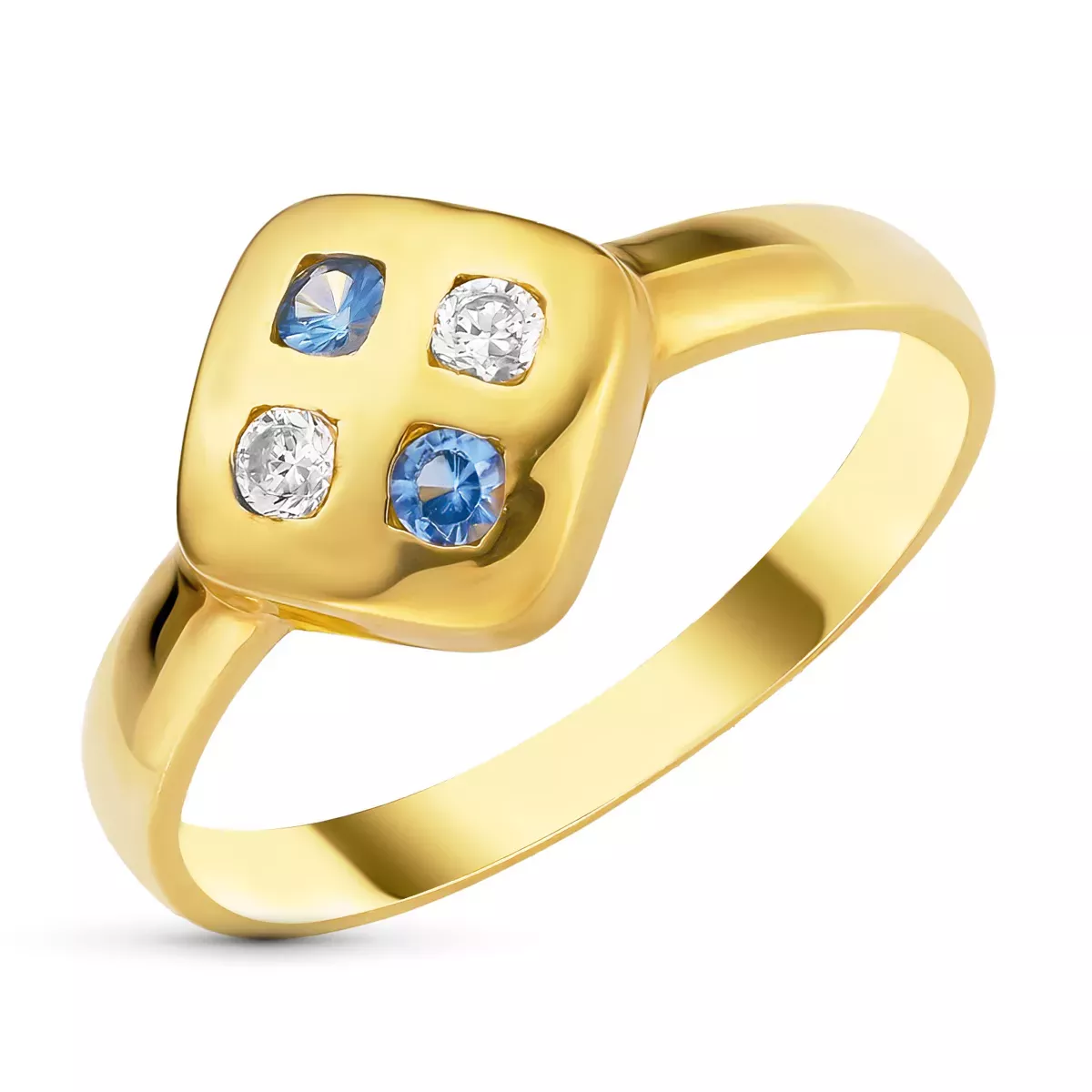 18K SORTIJA ORO AMARIILO ROMBO CON CIRCONITAS. ANCHO: 10 MM 1